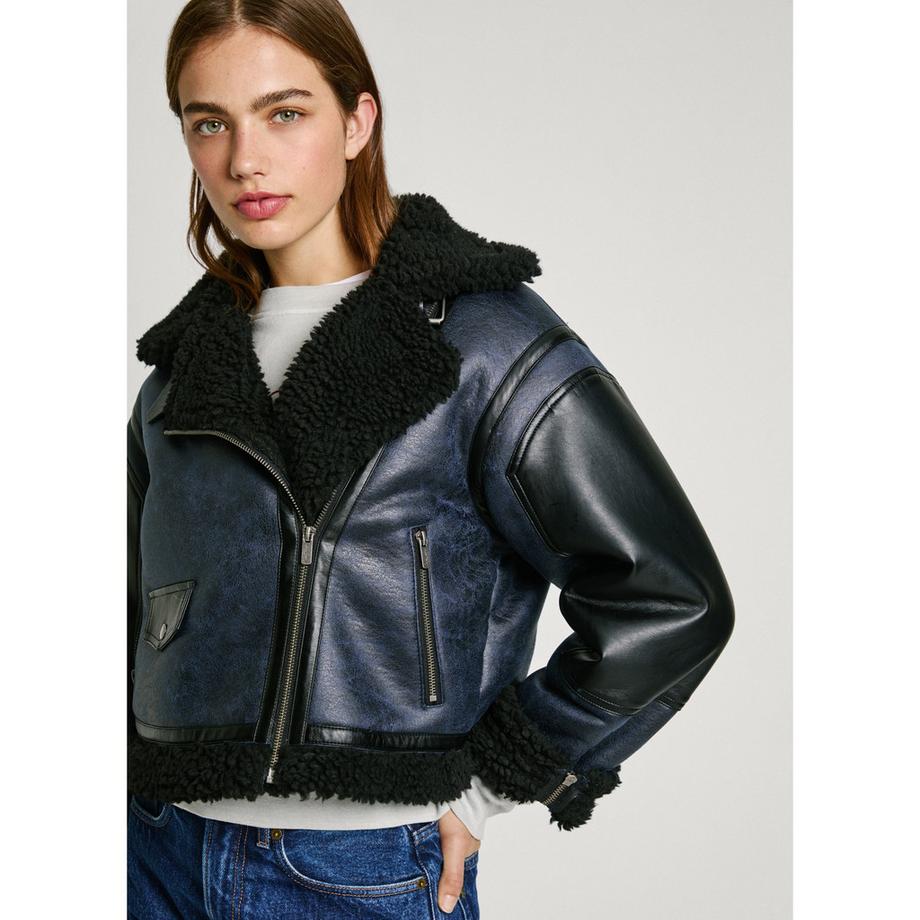 Pepe Jeans London Giacca Brooklyn Foderata in Pelliccia Sintetica  