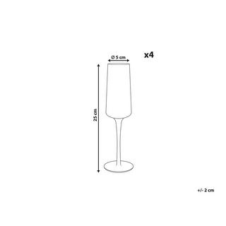 Beliani Champagnerflöten im 4er Set aus Glas Retro QUARTZ  