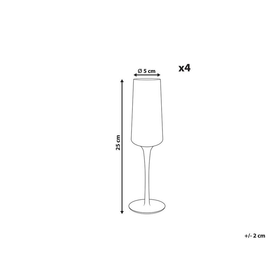 Beliani Set di 4 flûte da champagne en Vetro Retrò QUARTZ  