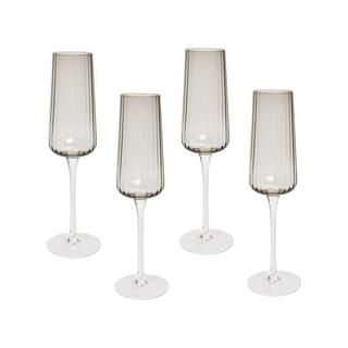 Beliani Champagnerflöten im 4er Set aus Glas Retro QUARTZ  