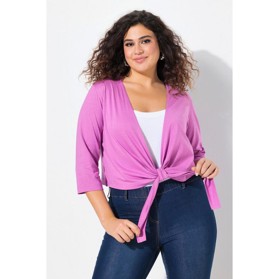 Ulla Popken Jersey Bolero kurze Jacke 3/4-Arm Saumknoten  