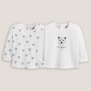 La Redoute Collections  Lot de 2 T-shirts manches longues imprimés ours 