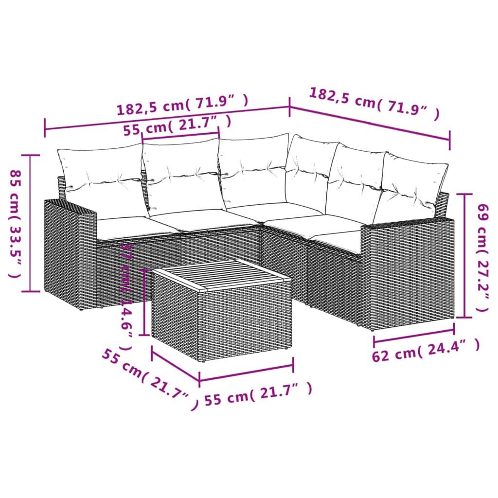 VidaXL set divano da giardino Polirattan  