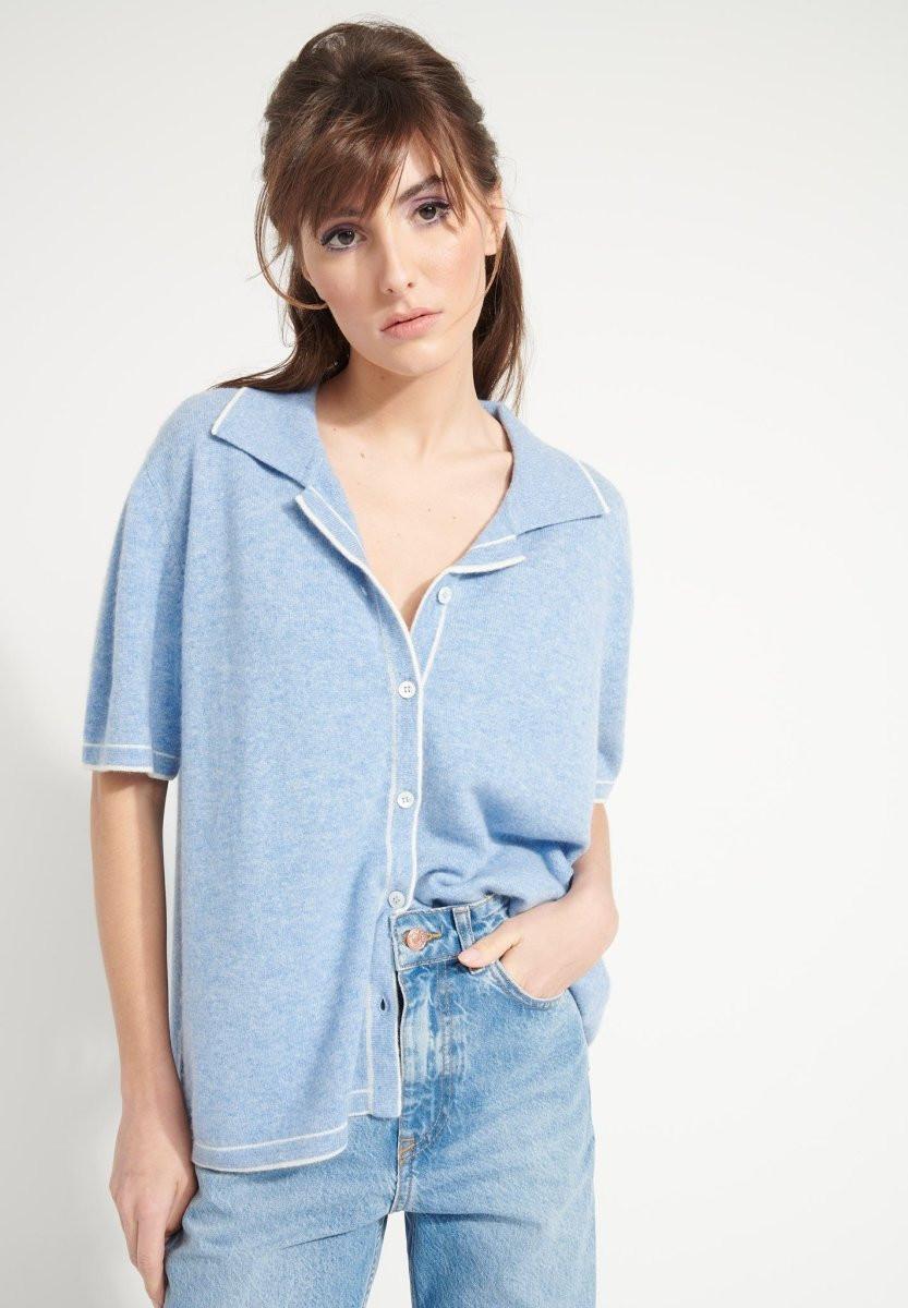 Image of Ava 2 Oversize-bluse - 100% Kaschmir Dejavuiert Damen Hellblau L/XL