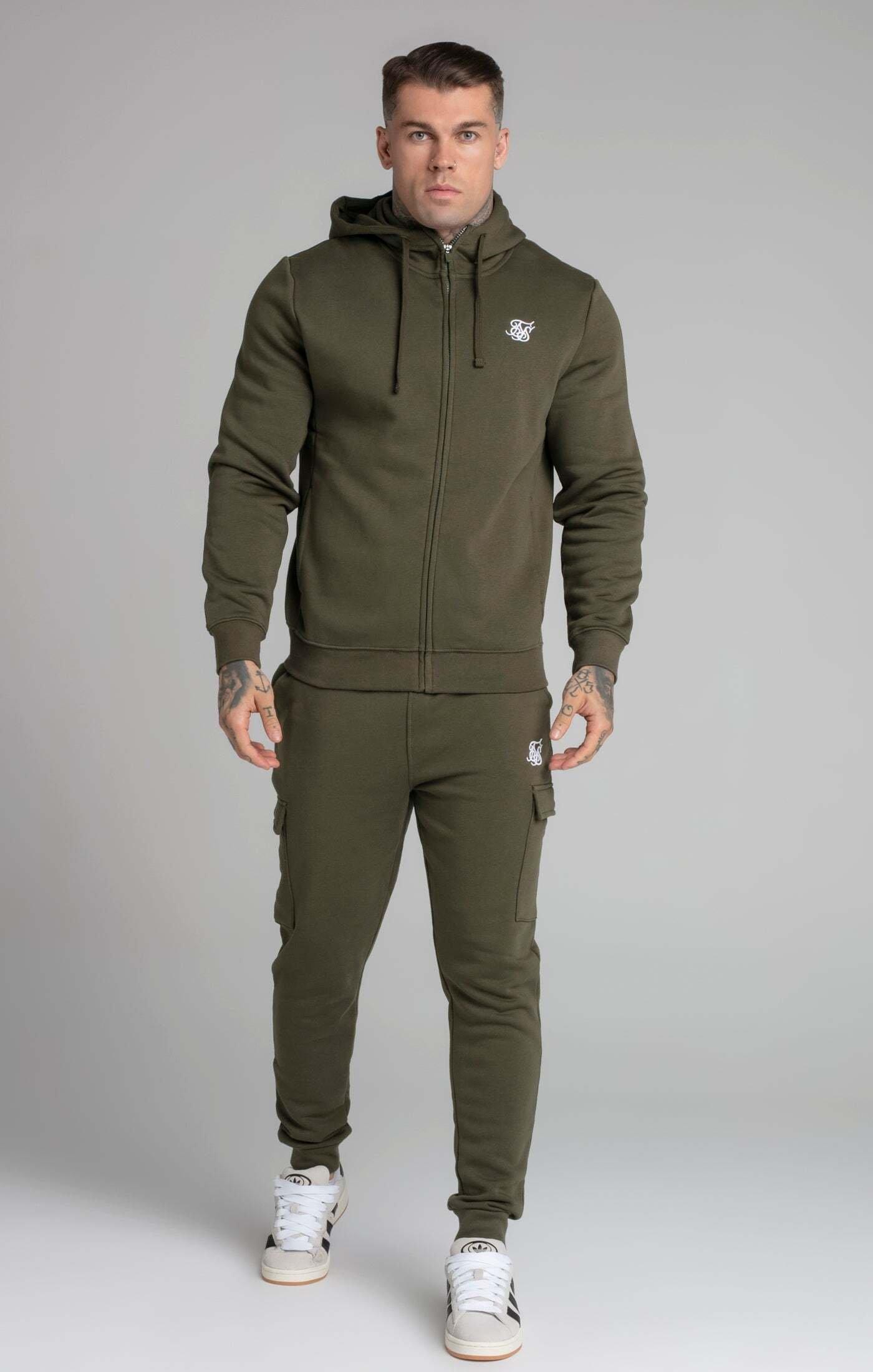 Sik Silk  Sweat à capuche Khaki Essential Zip Through Funnel Hoodie 