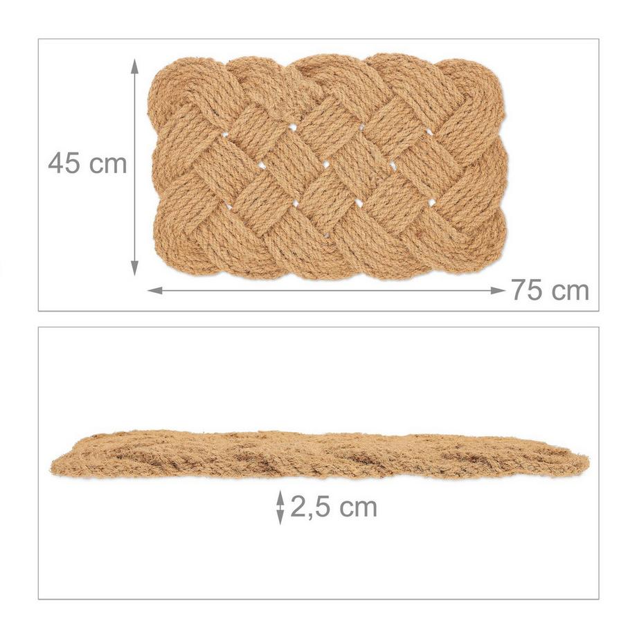 Northix Geknüpfter Kokosteppich in Naturfarbe  