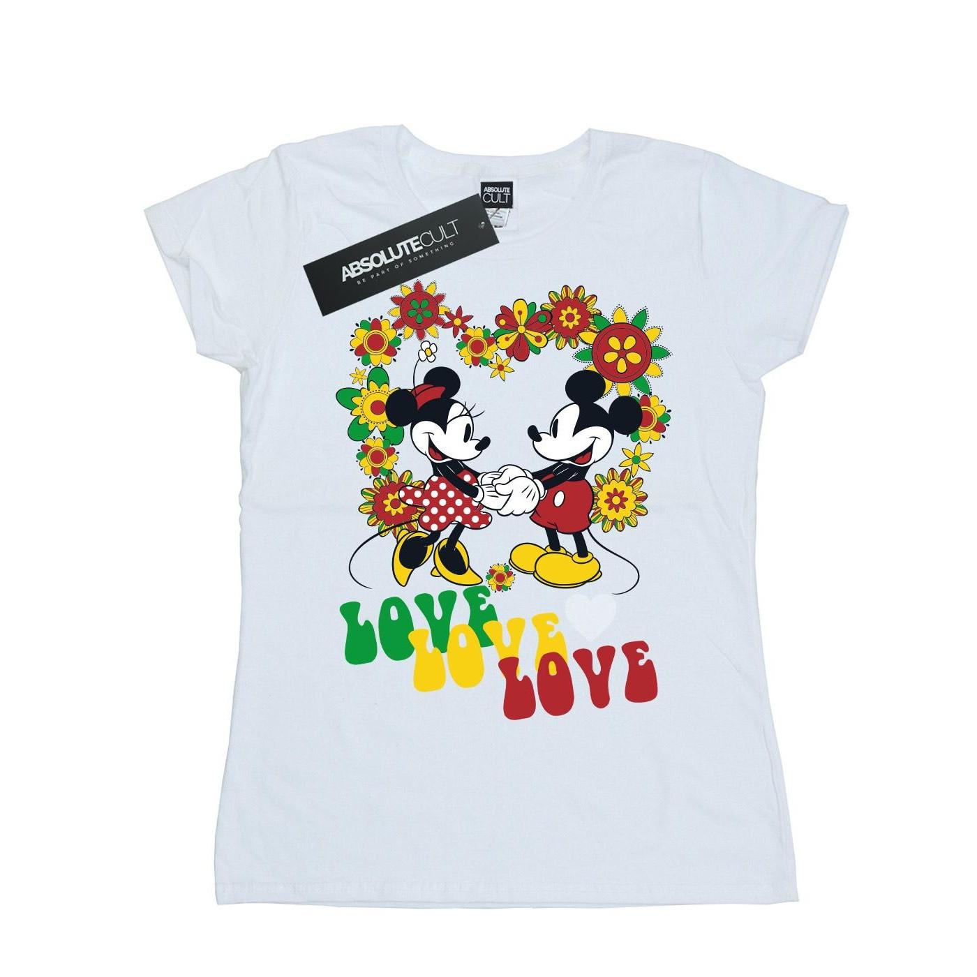 Image of Mickey And Minnie Mouse Hippie Love Tshirt Damen Weiss XXL