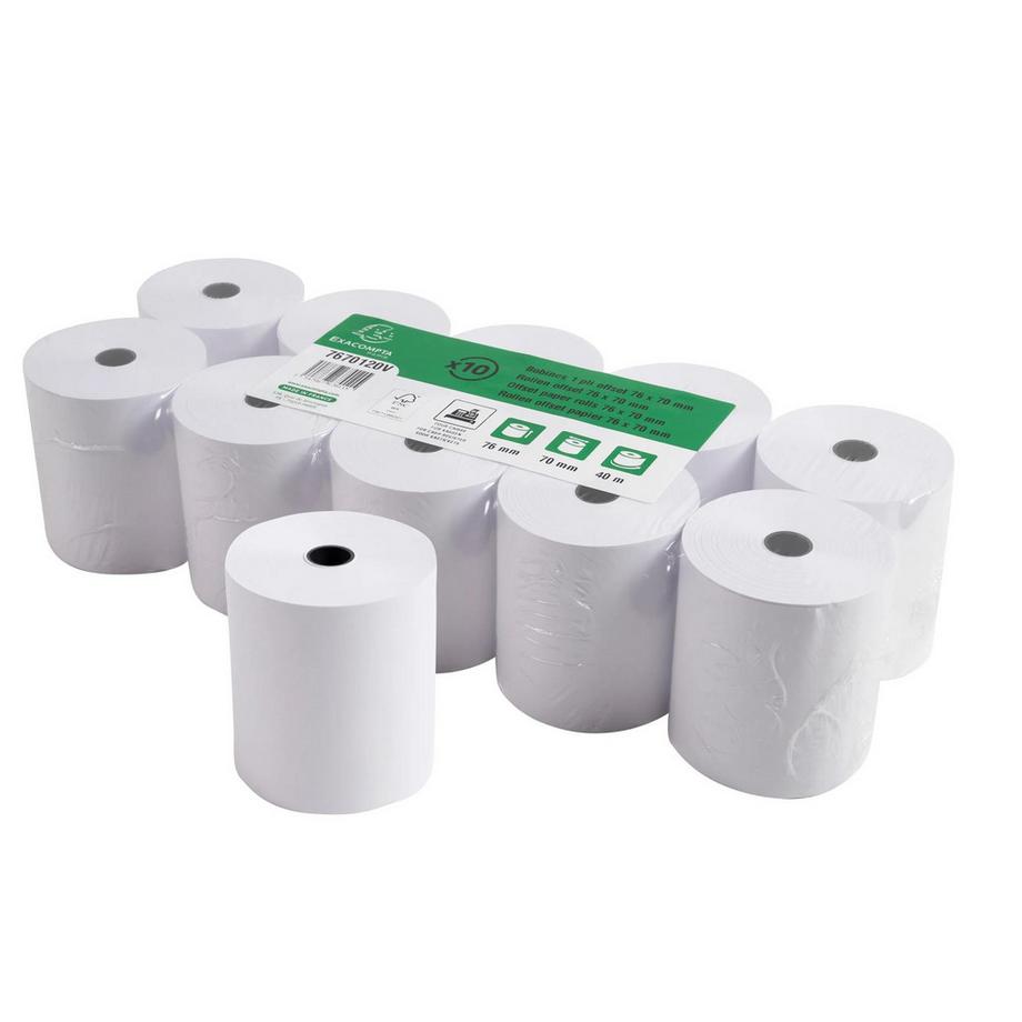 Exacompta Kassenrolle 76mm x 40m, 1-lagig, Offset extraweiß 60g - x 50  
