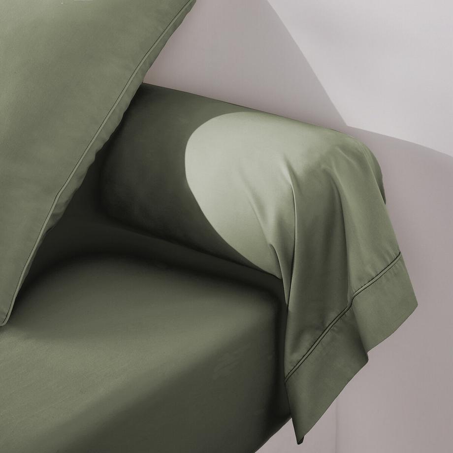 Taie de traversin unie en satin de coton