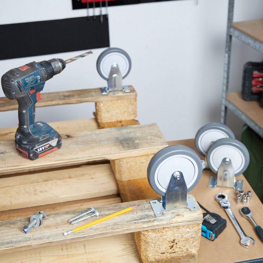 Northix  Ruote fisse, confezione da 4 