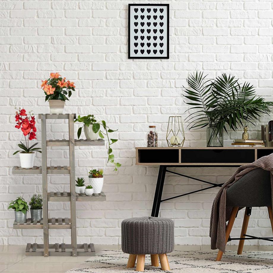 B2X  Étagère à fleurs en bois à 5 niveaux 