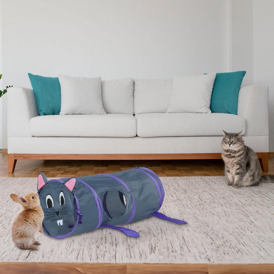 B2X  Tunnel pop-up per gatti con motivo a topo 