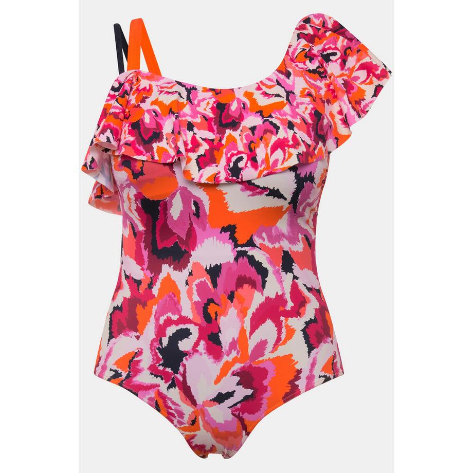 Ulla Popken Costume da bagno Fiori Ricamati Coppe Morbide Volant  