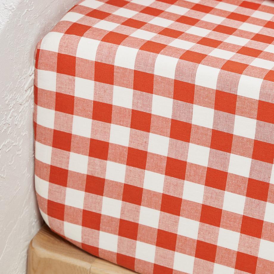 La Redoute Intérieurs Veldi Orange Vichykaro Fixleintuch  