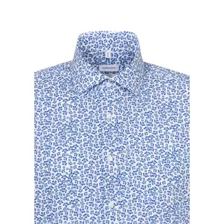 Seidensticker Business Hemd Shaped Fit Kurzarm Floral  Blau