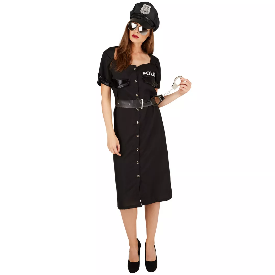 Tectake - Frauenkostüm Polizistin, L, Charcoal Black