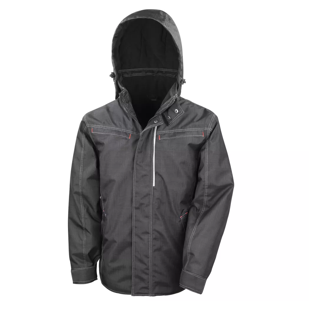 Result - WorkGuard Denim Textur Rugged Jacke, für Herren, Schwarz, Größe XL