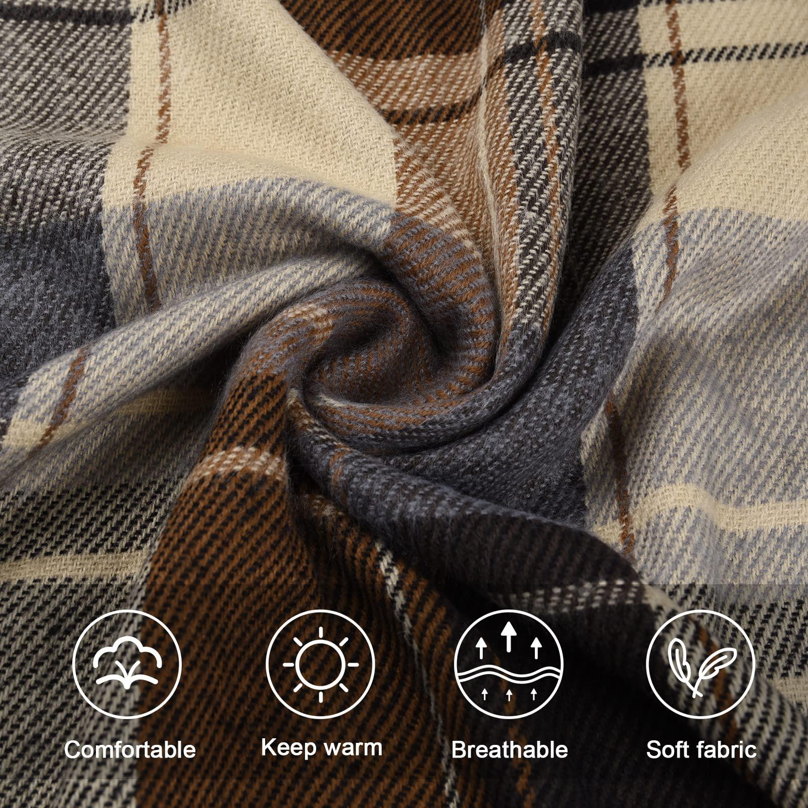 Only-bags.store Echarpe Triangle Carreaux Hiver Pashmina Doux Pompon Echarpe  