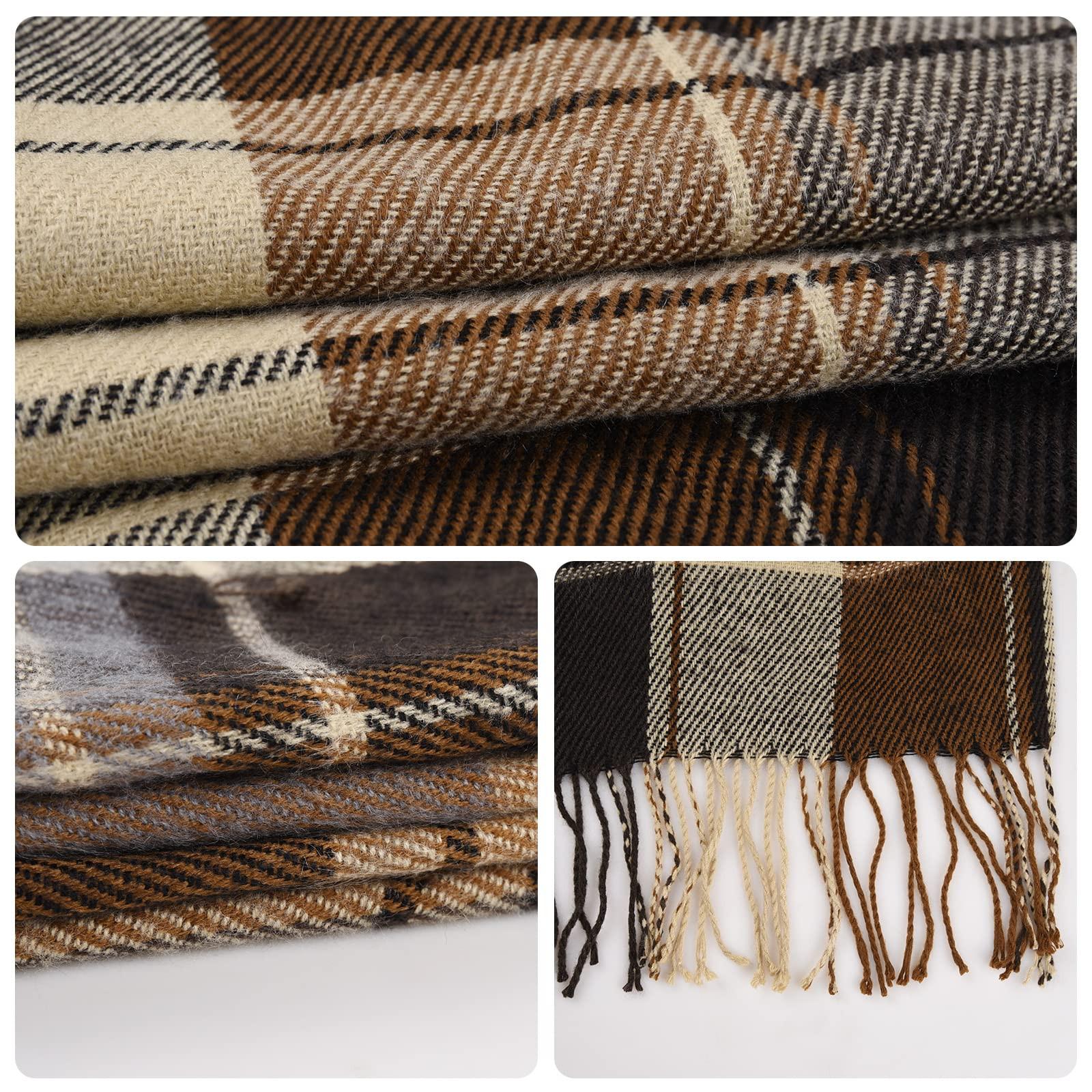 Only-bags.store Kariertes Dreieckstuch Winter Pashmina Weicher Quasten-Wickelschal  