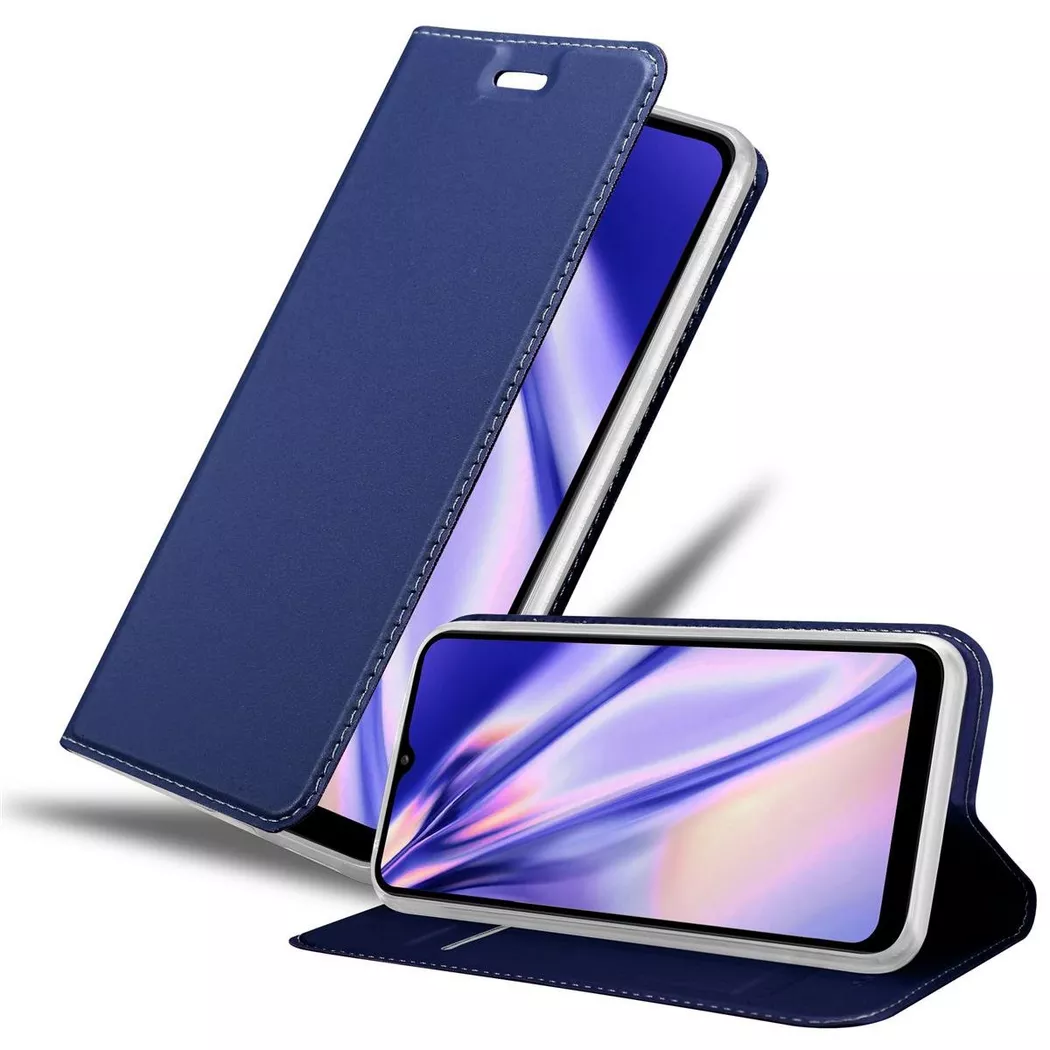 Cadorabo - Hülle für Samsung Galaxy A02s Magnetverschluss, Kartenfach, Dunkelblau