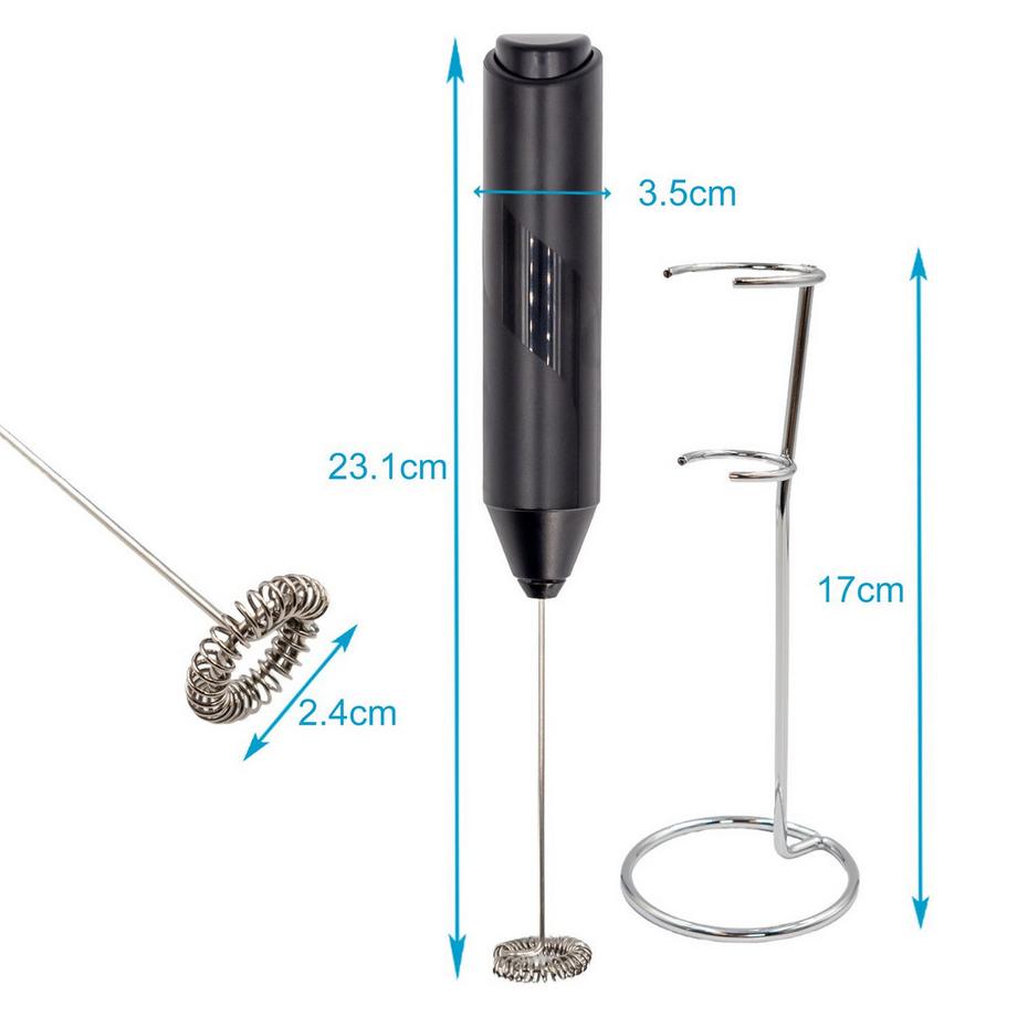 Intirilife Intirilife Fouet à lait électrique en Noir avec support  