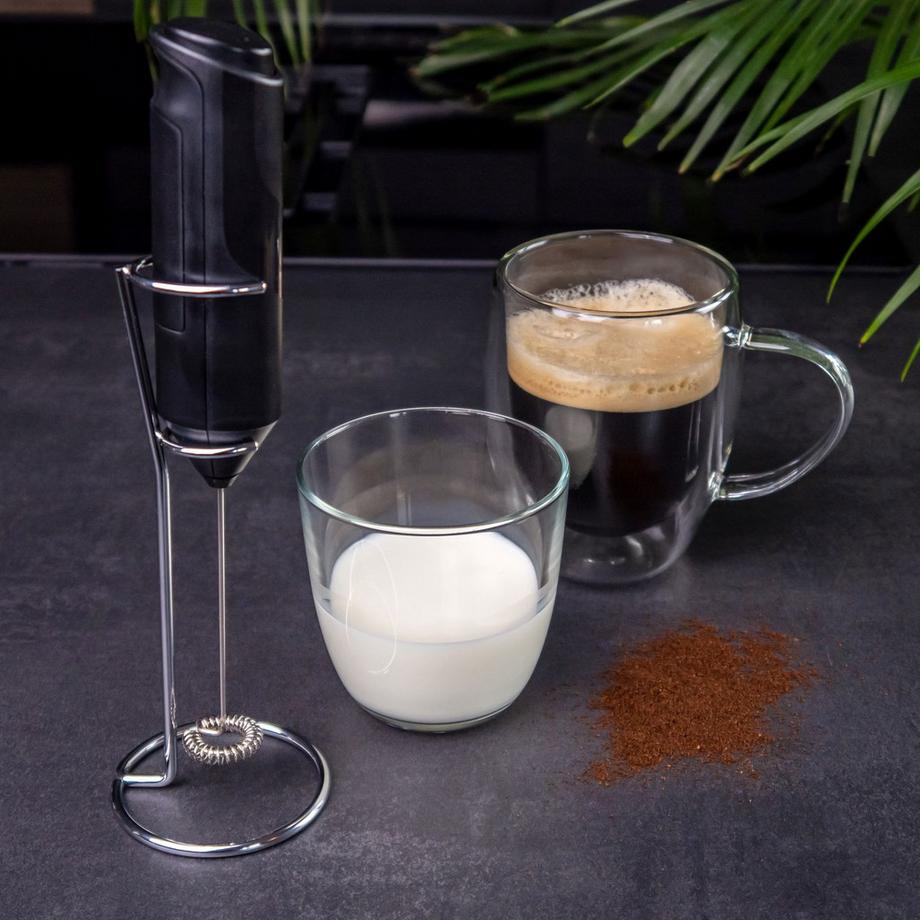 Intirilife Intirilife Fouet à lait électrique en Noir avec support  