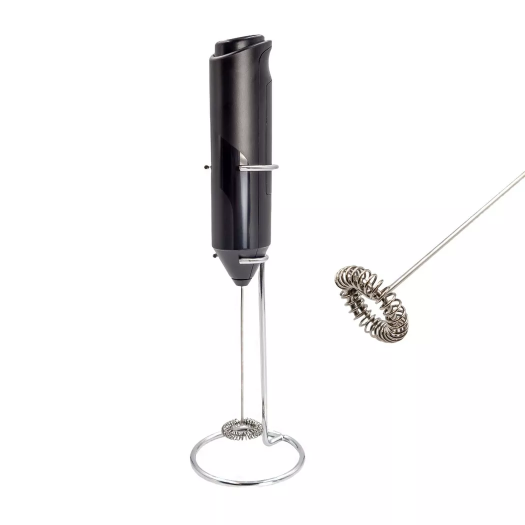 Intirilife -  Elektrischer Milchaufschäumer mit Halterung, Schwarz, One Size