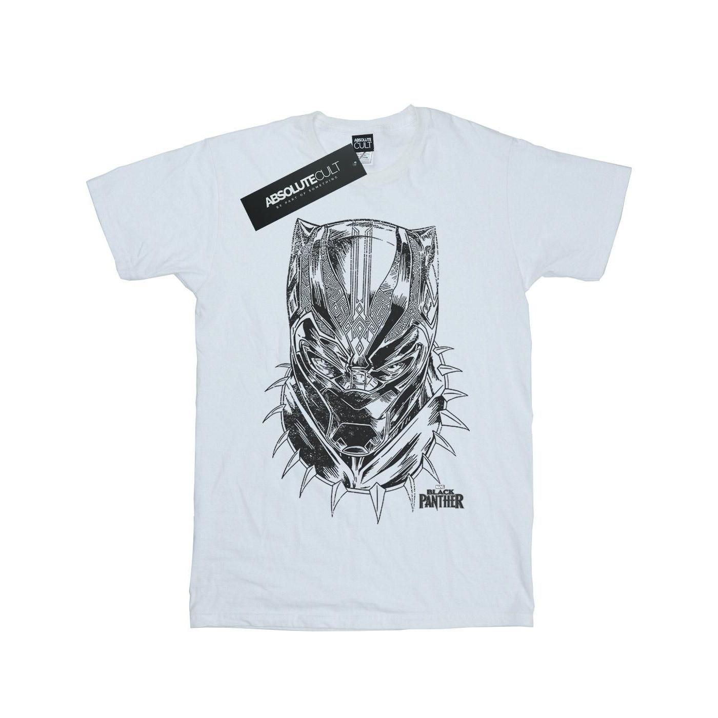 Image of Black Panther Spray Headshot Tshirt Unisex Weiss 128