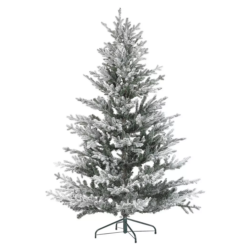 Beliani - Künstlicher Weihnachtsbaum mit Schnee aus Kunststoff  BRISCO, 180cm, Weiss Bunt