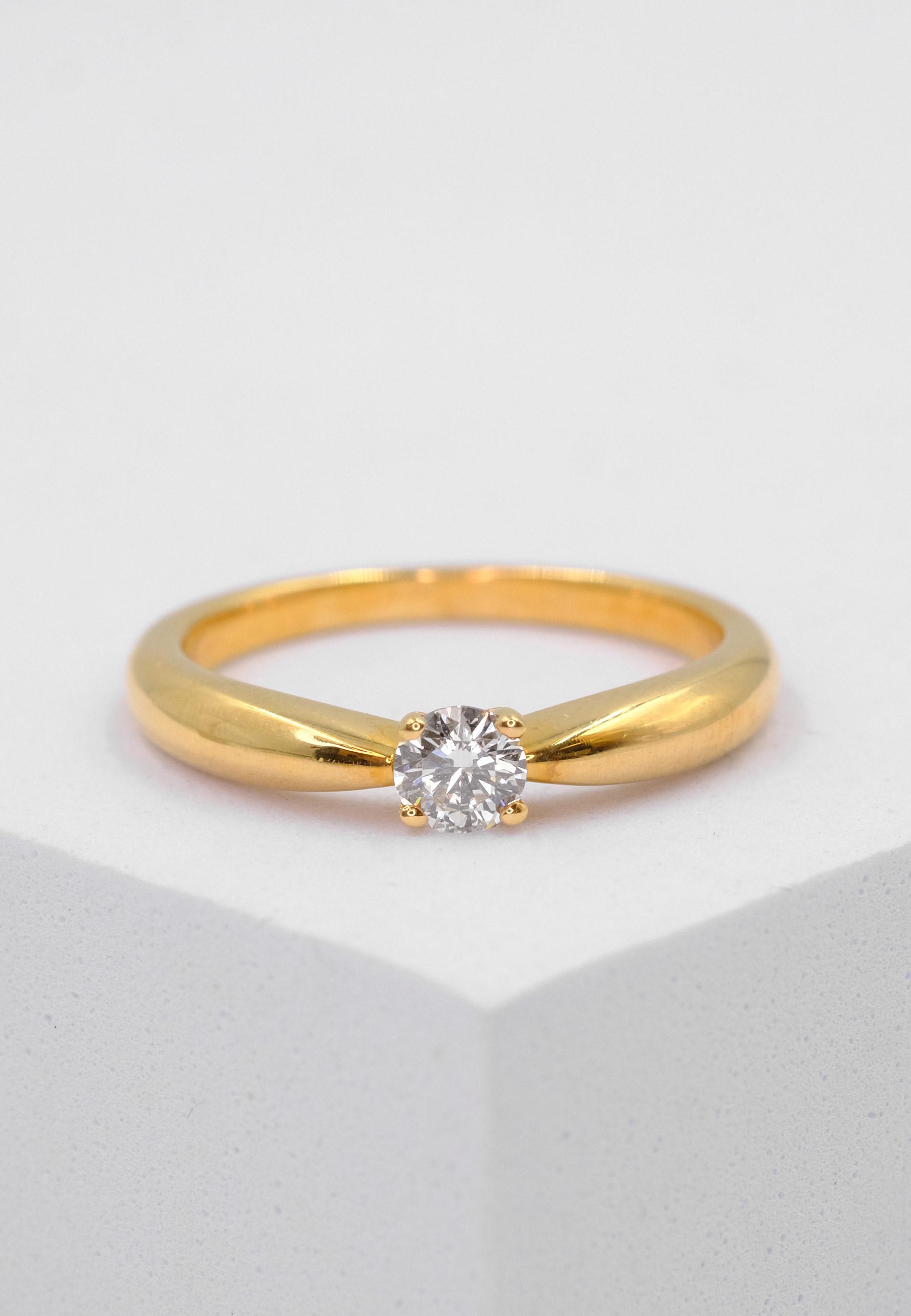 MUAU Schmuck  Solitaire Ring Diamant 0.25ct. Gelbgold 750 