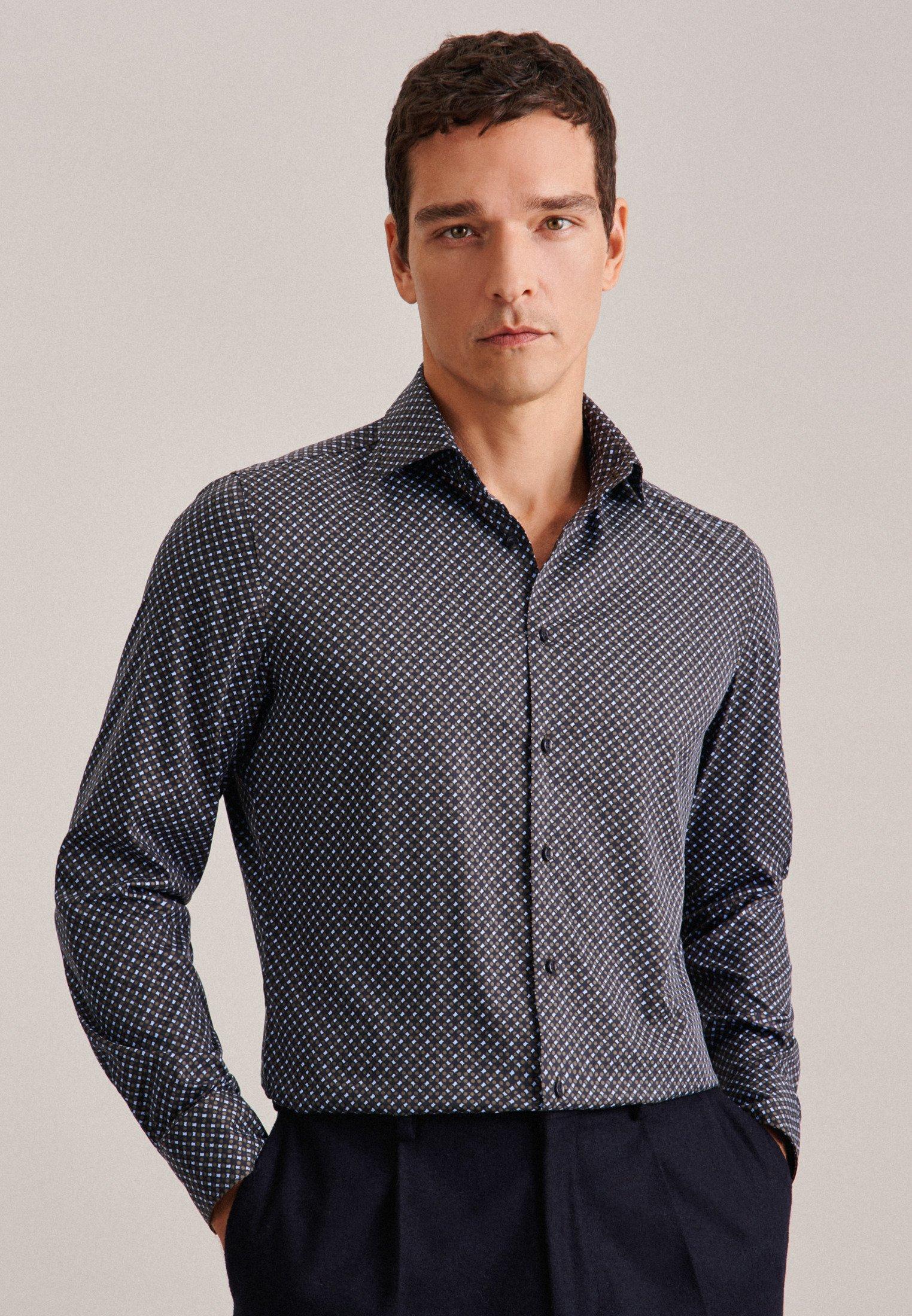 Image of Performance-hemd Slim Fit Langarm Druck Herren Grün 45