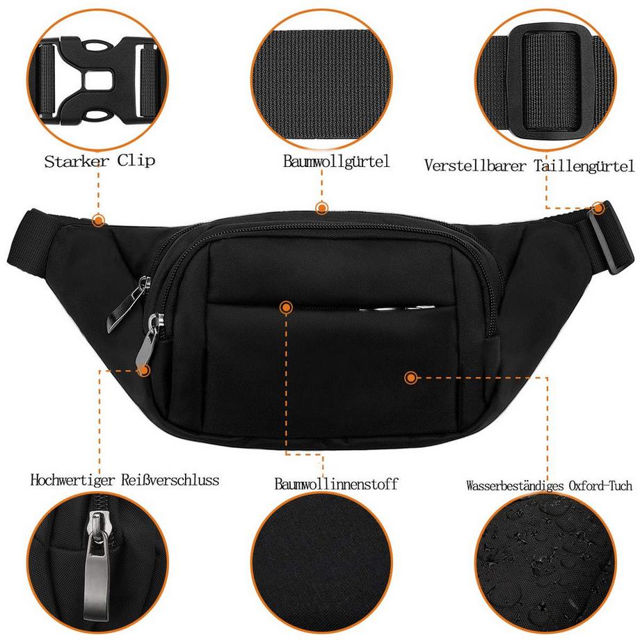 Only-bags.store Sac de taille étanche de grande capacité  