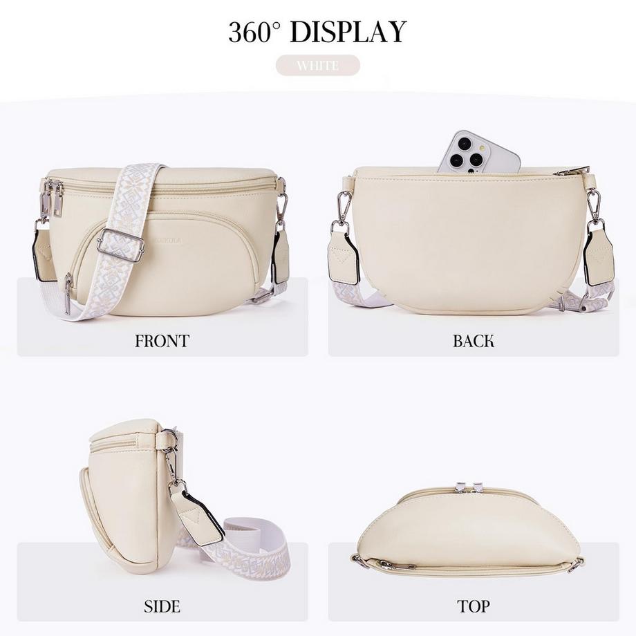 Only-bags.store Vegane Leder Umhängetasche mit RFID Blocker Kartenfach  