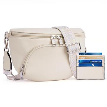 Umhängetaschen, Umhängetasche Vegan Leder Umhängetasche , RFID Blocking Card Slot Brusttasche mit verstellbaren abnehmbaren breiten Riemen