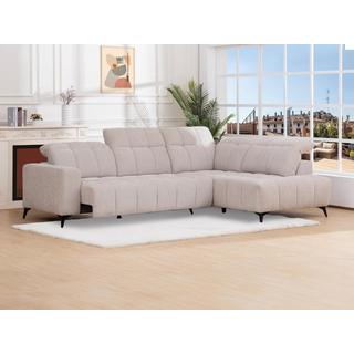 Vente-unique Eckrelaxsofa elektrisch - Ecke rechts - mit ausziehbarer Sitzfläche - Stoff - Beige - LAMPARO  