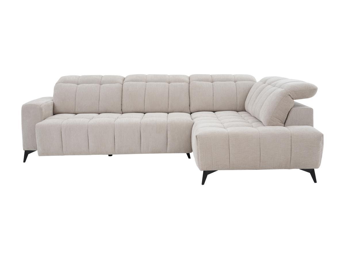 Vente-unique Eckrelaxsofa elektrisch - Ecke rechts - mit ausziehbarer Sitzfläche - Stoff - Beige - LAMPARO  