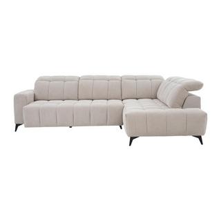 Vente-unique Eckrelaxsofa elektrisch - Ecke rechts - mit ausziehbarer Sitzfläche - Stoff - Beige - LAMPARO  