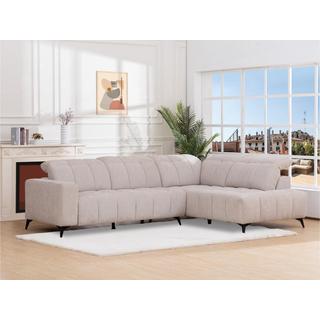 Vente-unique Eckrelaxsofa elektrisch - Ecke rechts - mit ausziehbarer Sitzfläche - Stoff - Beige - LAMPARO  