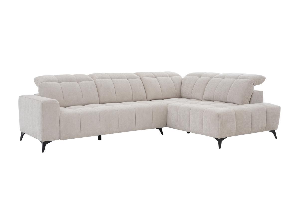 Vente-unique Eckrelaxsofa elektrisch - Ecke rechts - mit ausziehbarer Sitzfläche - Stoff - Beige - LAMPARO  