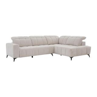 Vente-unique Eckrelaxsofa elektrisch - Ecke rechts - mit ausziehbarer Sitzfläche - Stoff - Beige - LAMPARO  