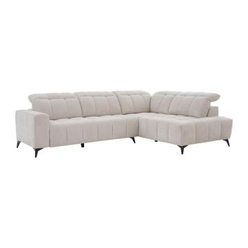 Eckrelaxsofa elektrisch - Ecke rechts - mit ausziehbarer Sitzfläche - Stoff - Beige - LAMPARO