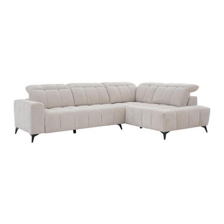 Vente-unique Eckrelaxsofa elektrisch - Ecke rechts - mit ausziehbarer Sitzfläche - Stoff - Beige - LAMPARO  