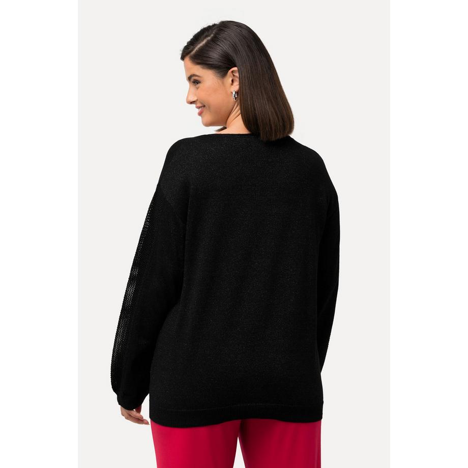 Ulla Popken Pullover Ziersteine V-Ausschnitt Langarm  