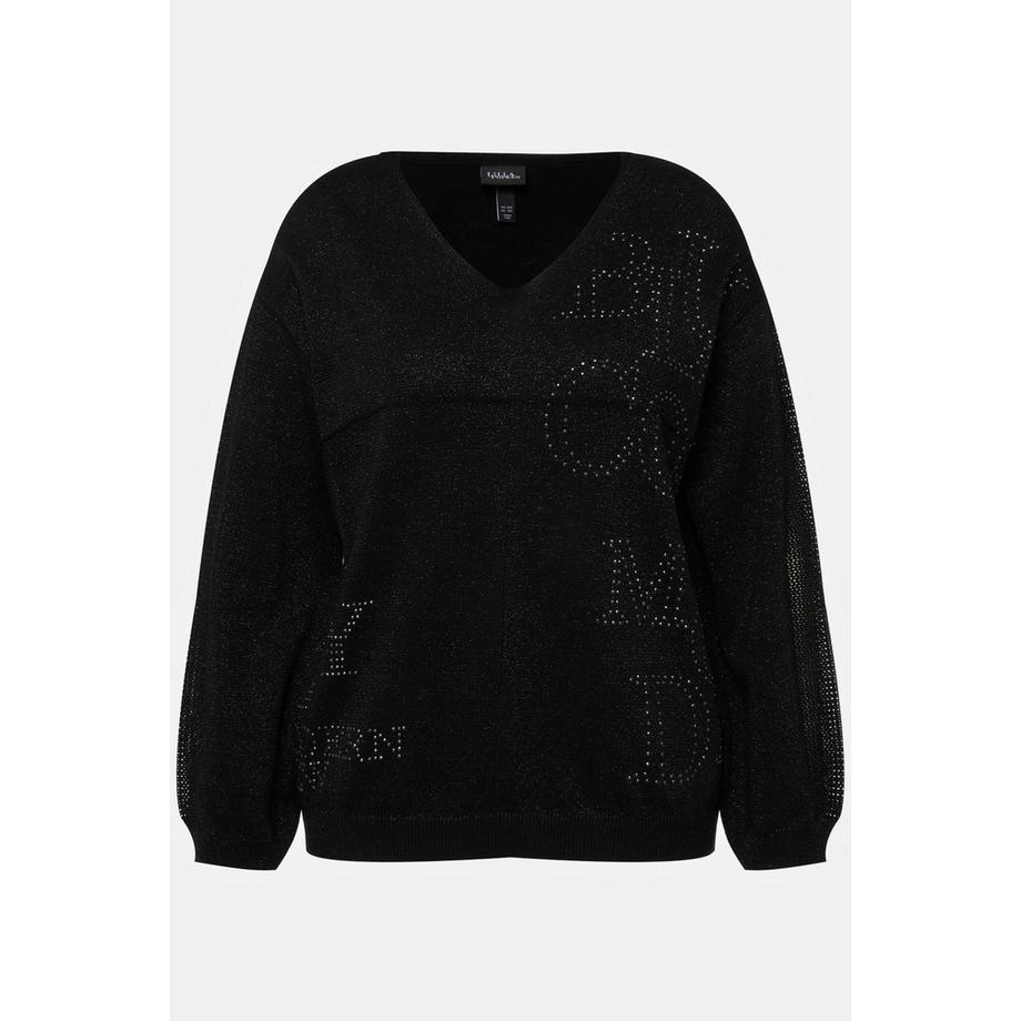 Ulla Popken Pullover Ziersteine V-Ausschnitt Langarm  