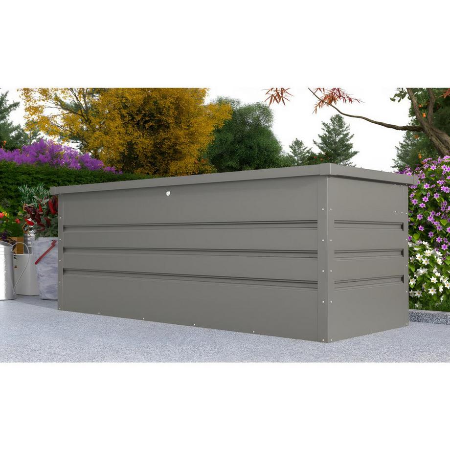 Vente-unique Coffre de rangement de jardin en acier galvanisé gris - 582L - TOMASO  