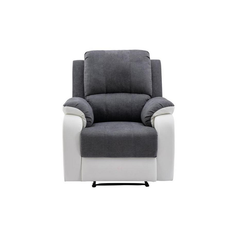 Vente-unique Fauteuil relax en microfibre et simili gris et blanc BRODY  