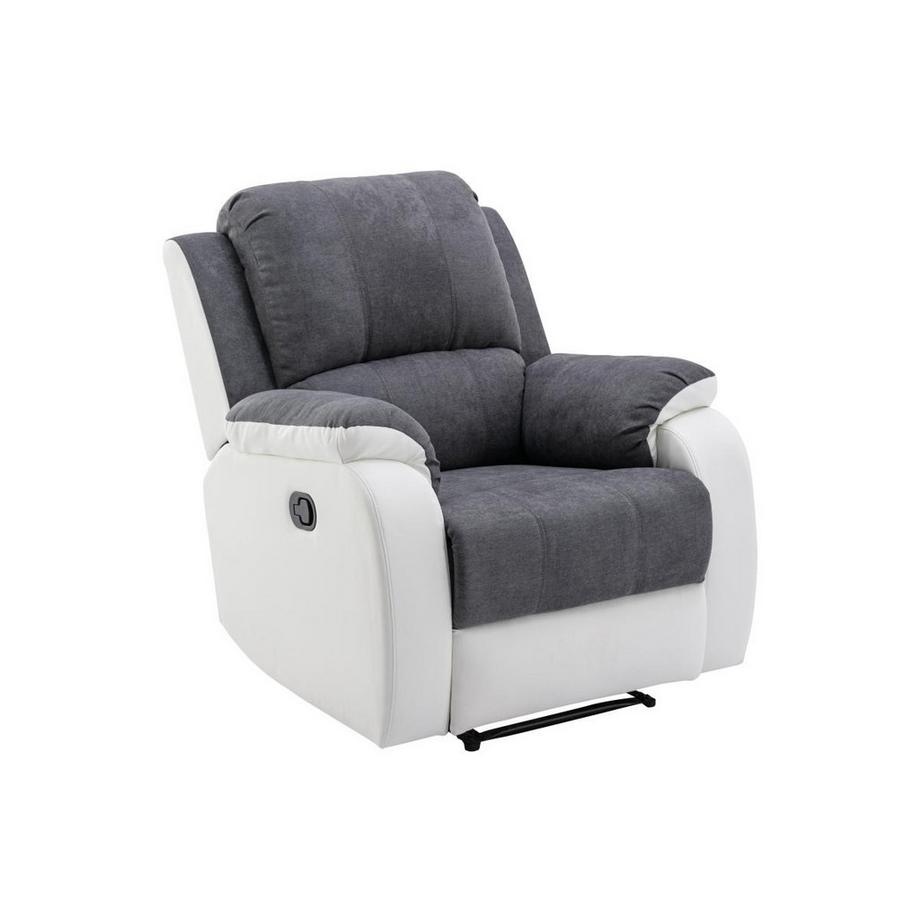 Vente-unique Fauteuil relax en microfibre et simili gris et blanc BRODY  