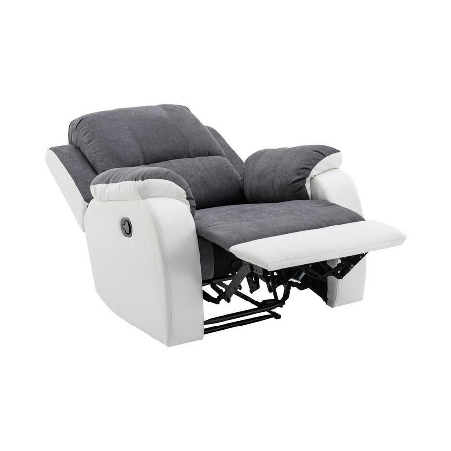 Vente-unique Fauteuil relax en microfibre et simili gris et blanc BRODY  