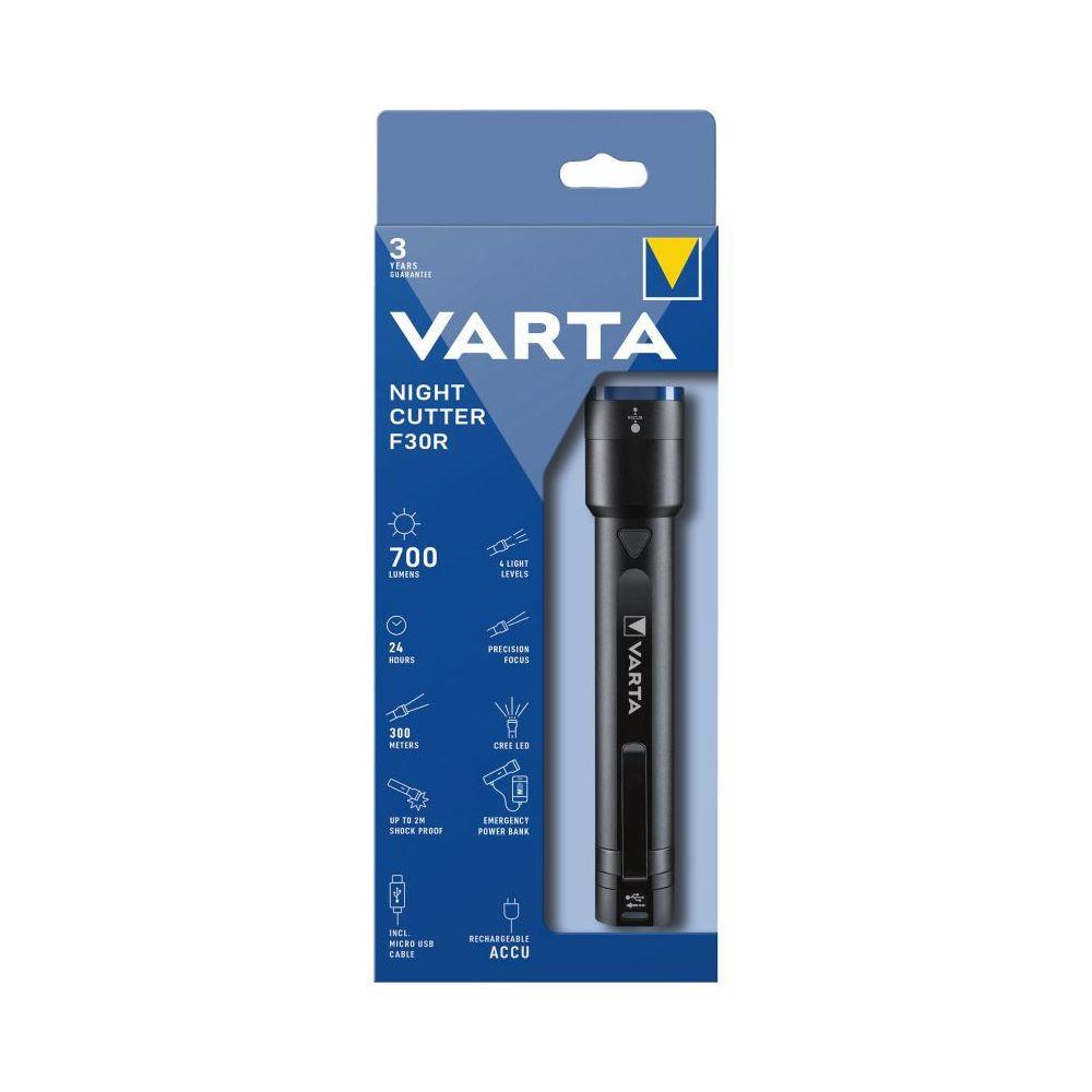 VARTA  Night Cutter F30R LED (monocolore) Torcia tascabile con clip per cintura, Interfaccia USB, regol 