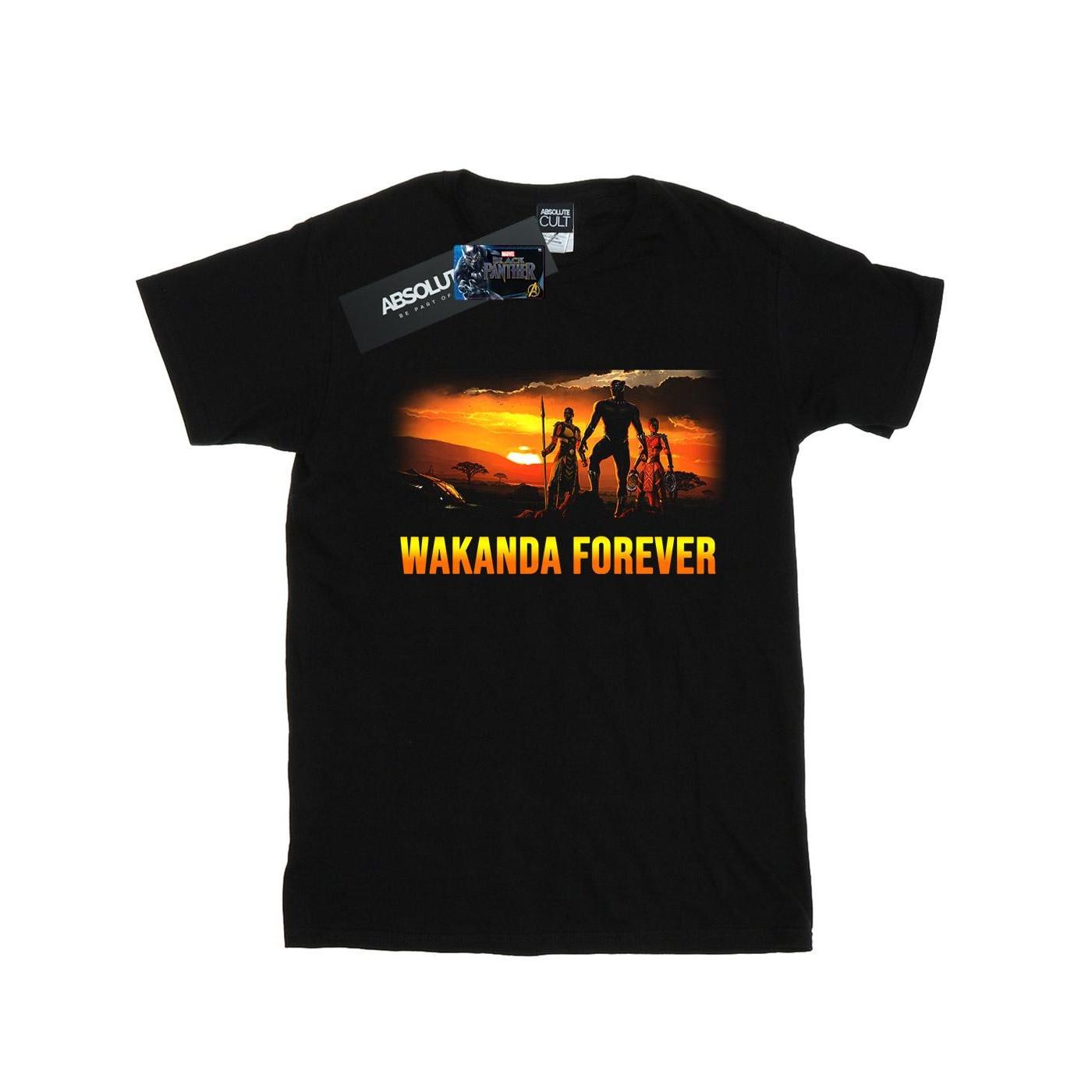 Image of Black Panther Wakanda Forever Tshirt Unisex Schwarz 128